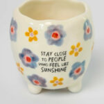 Natural Life Mini Footed Planter - Feel Like Sunshine