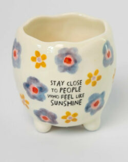 Natural Life Mini Footed Planter - Feel Like Sunshine