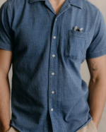The Short Sleeve Hawthorne In Washed Indigo Crepe (3)