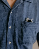 The Short Sleeve Hawthorne In Washed Indigo Crepe (4)
